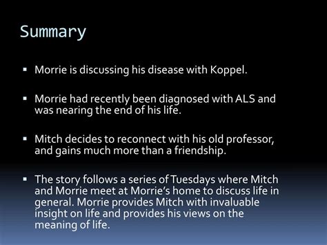 tuesdays with morrie chapter summary|tuesdays with morrie conclusion.